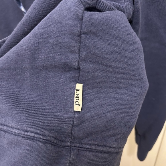 PACT NAVY BLUE ORGANIC COTTON ONE-FOR-ALL HOODIE WITH TIE-DYE DRAWSTRING LARGE - Picture 5 of 6